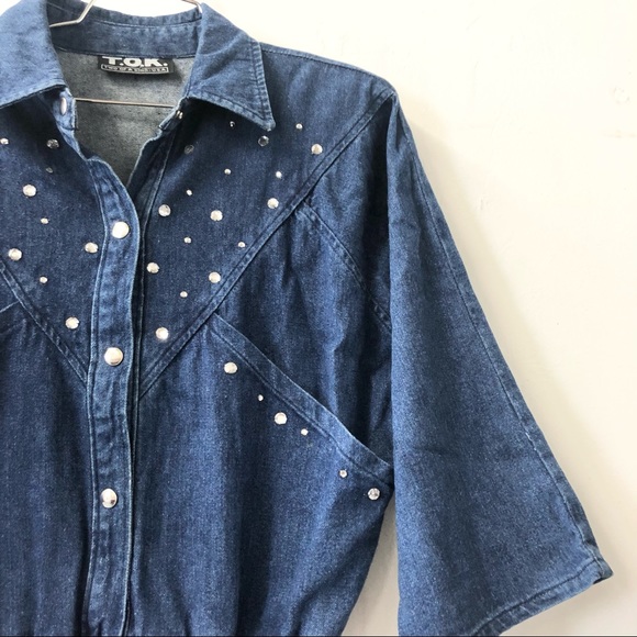 One piece denim dress 80s - Picture 3 of 9